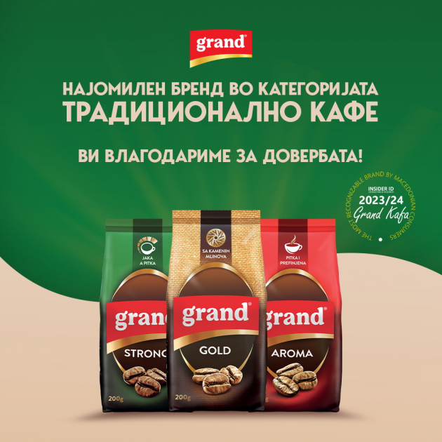 grand kafe i ovaa godina e najprepoznatliv brend vo kategorijata tradicionalno kafe