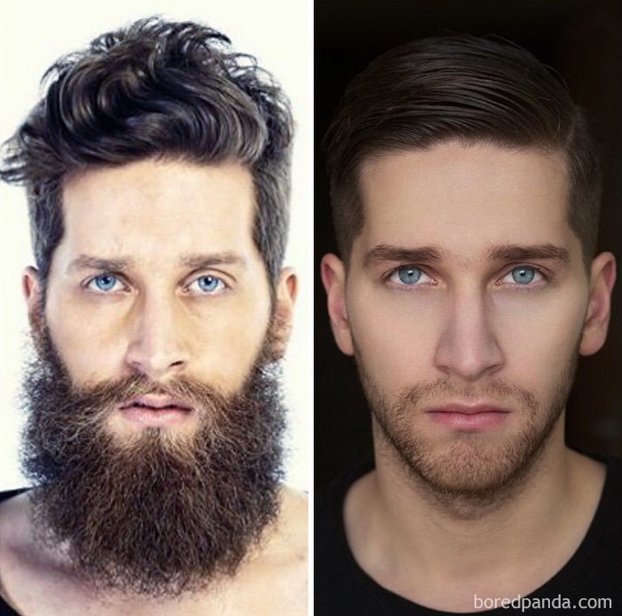 После бритья бороды. Мужчина с бородой. Мужчина без бороды. Борода до и после. Люди с бородой и без.
